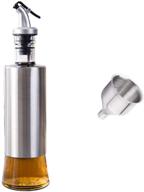 🍶 premium glass oil dispenser bottle with stainless steel, kitchen cruets, vinegar bottle, oil container, oil dispensing bottle with stainless steel funnel logo