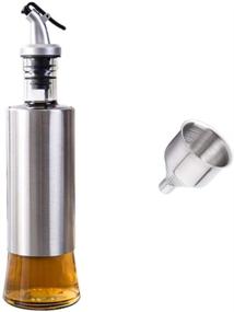 img 4 attached to 🍶 Premium Glass Oil Dispenser Bottle with Stainless Steel, Kitchen Cruets, Vinegar Bottle, Oil Container, Oil Dispensing Bottle with Stainless Steel Funnel