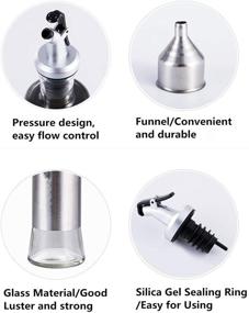 img 2 attached to 🍶 Premium Glass Oil Dispenser Bottle with Stainless Steel, Kitchen Cruets, Vinegar Bottle, Oil Container, Oil Dispensing Bottle with Stainless Steel Funnel