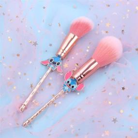 img 1 attached to 💄 Interstellar Baby Makeup Brushes Set: 5Pcs Creative Stitch Theme Cosmetic Brush Set for Young Girls & Women - Premium Synthetic Foundation Eyeshades Brushes - Best Gift!