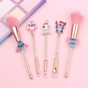 img 3 attached to 💄 Interstellar Baby Makeup Brushes Set: 5Pcs Creative Stitch Theme Cosmetic Brush Set for Young Girls & Women - Premium Synthetic Foundation Eyeshades Brushes - Best Gift!