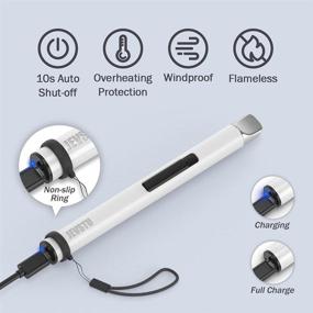 img 2 attached to 🕯️ JEVSTU Electric Candle Lighter USB Rechargeable with Arc Windproof Plasma Flame, Long Stick for Candle BBQ Camping Kitchen Stove - White