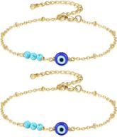 🧿 dainty gold/silver evil eye bracelet for women - turquoise ojo turco protection jewelry for family and friends logo