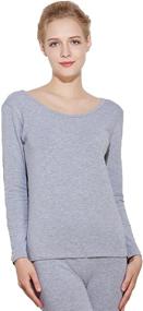 img 4 attached to 👚 Luxurious Liang Rou Scoop Neck Modal & Cotton Thermal Underwear Shirt: Ultimate Comfort for Women