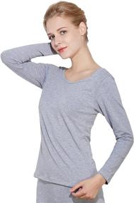 img 1 attached to 👚 Luxurious Liang Rou Scoop Neck Modal & Cotton Thermal Underwear Shirt: Ultimate Comfort for Women