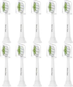 img 4 attached to 🦷 Highly Efficient Sierra Clean Replacement Toothbrush Heads for Sonicare DiamondClean HX6063/65 - Pack of 10 in Pristine White