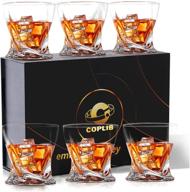 🥃 coplib whiskey glasses set of 6, old fashioned glasses in luxury box, high-quality 11 oz crystal glasses for whiskey enthusiasts, rocks glasses for bourbon, scotch, cocktail, liquor, and rum drinks - twist logo