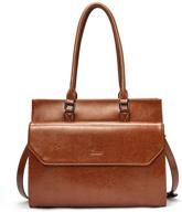 👜 vintage oil wax leather business shoulder bag brown for women, fits 15.6 inch laptop logo