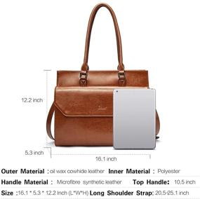 img 1 attached to 👜 Vintage Oil Wax Leather Business Shoulder Bag Brown for Women, Fits 15.6 Inch Laptop