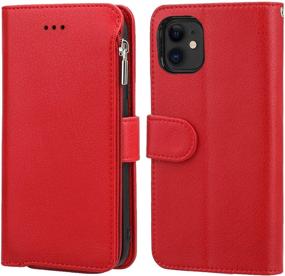 img 2 attached to KIHUWEY IPhone 11 Wallet Case Premium Leather Zipper Money Pocket With Credit Card Holder And Wrist Strap Cell Phones & Accessories