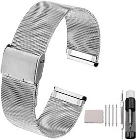 img 4 attached to Timelessly Stylish Stainless Buckle Classic Polished Bracelet Men's Watches for Watch Bands