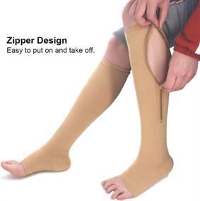 img 3 attached to 🧦 Ailaka Open Toe Zipper Medical Compression Socks 15-20 mmHg for Women and Men - Knee High Firm Support Graduated Varicose Veins Hosiery for Edema, Swollen Feet, Nurses, Pregnancy, Recovery