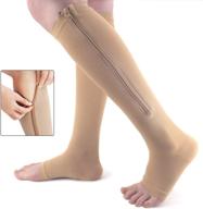 🧦 ailaka open toe zipper medical compression socks 15-20 mmhg for women and men - knee high firm support graduated varicose veins hosiery for edema, swollen feet, nurses, pregnancy, recovery логотип