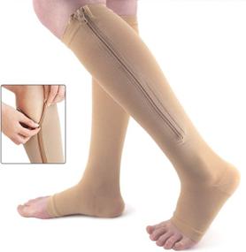 img 4 attached to 🧦 Ailaka Open Toe Zipper Medical Compression Socks 15-20 mmHg for Women and Men - Knee High Firm Support Graduated Varicose Veins Hosiery for Edema, Swollen Feet, Nurses, Pregnancy, Recovery