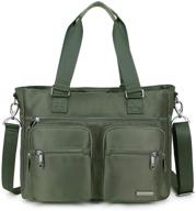 crest design nylon laptop shoulder bag travel work clinic nursing tote (army green) logo