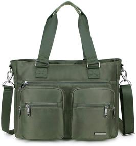 img 4 attached to Crest Design Nylon Laptop Shoulder Bag Travel Work Clinic Nursing Tote (Army Green)