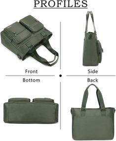 img 2 attached to Crest Design Nylon Laptop Shoulder Bag Travel Work Clinic Nursing Tote (Army Green)