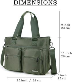 img 3 attached to Crest Design Nylon Laptop Shoulder Bag Travel Work Clinic Nursing Tote (Army Green)