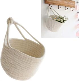 img 2 attached to 🧺 IMIKEYA Small Cotton Rope Wall Hanging Storage Basket for Baby Nursery - Organizer Bin for Clothes, Toys, Keys, and More