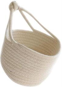 img 4 attached to 🧺 IMIKEYA Small Cotton Rope Wall Hanging Storage Basket for Baby Nursery - Organizer Bin for Clothes, Toys, Keys, and More