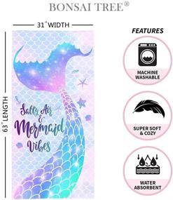 img 3 attached to 🧜 Mermaid Beach Towel: Bonsai Tree Design | Cute Microfiber Bath Towel for Girls | Sand Free, Quick Dry Womens Travel Towel – Ideal for Yoga and Sports | Size: 31" x 63