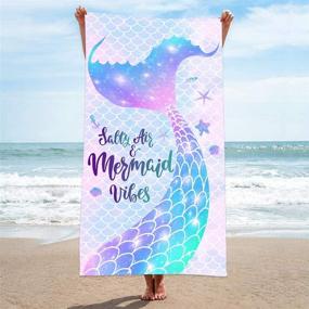 img 1 attached to 🧜 Mermaid Beach Towel: Bonsai Tree Design | Cute Microfiber Bath Towel for Girls | Sand Free, Quick Dry Womens Travel Towel – Ideal for Yoga and Sports | Size: 31" x 63