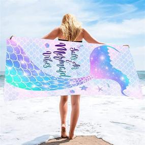img 4 attached to 🧜 Mermaid Beach Towel: Bonsai Tree Design | Cute Microfiber Bath Towel for Girls | Sand Free, Quick Dry Womens Travel Towel – Ideal for Yoga and Sports | Size: 31" x 63