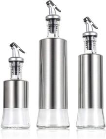 img 4 attached to 🌿 Tebery 3 Pack Stainless Steel Olive Oil Dispenser Bottle Set - 17, 10, and 7oz Sizes for Drip-Free Oil and Vinegar Cruet Experience