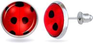 kcctoo ladybug earrings: stylish red and black bug ear clips for girls - perfect easter ladybird jewellery logo