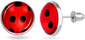 img 4 attached to Kcctoo Ladybug Earrings: Stylish Red and Black Bug Ear Clips for Girls - Perfect Easter Ladybird Jewellery