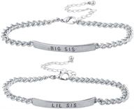 lux accessories silver tone big sister little sister bff best friend id bracelet set logo