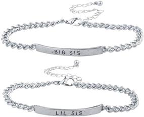 img 4 attached to LUX ACCESSORIES Silver Tone Big Sister Little Sister BFF Best Friend ID Bracelet Set