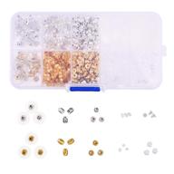 1400 pieces of earring backs - 10 varieties - butterfly, bullet clutch, flat back pad, cylinder, and more - gold/silver color - soft rubber - compatible with straight ear studs or fish hook earrings logo