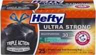 🗑️ мусорные пакеты hefty ultra strong multipurpose large, ароматизированные, 30 галлонов, 25 штук, черного цвета логотип