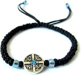 img 3 attached to 📿 Authentic Black Handmade Christian Orthodox Komboskoini Prayer Rope Bracelet BR1: Adjustable Cord Included
