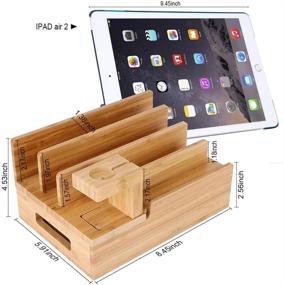 img 1 attached to 🔌 InkoTimes Bamboo Charging Station - Wooden Charging Docking Station for Multiple Devices Organizer - Ideal for Smartphones, Tablets, and More - Home, Office, or Gifting – USB Charger NOT Included