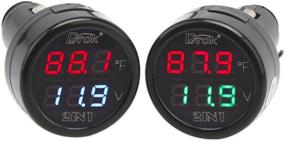 img 4 attached to DROK Автомобильный термометр: Цифровой вольтметр и термометр с LED-дисплеем - Многофункциональный вольтметр-термометр для автомобильных и мотоциклетных аккумуляторов