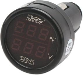 img 2 attached to DROK Автомобильный термометр: Цифровой вольтметр и термометр с LED-дисплеем - Многофункциональный вольтметр-термометр для автомобильных и мотоциклетных аккумуляторов