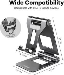 img 3 attached to Adjustable Tablet Stand, iPad Stand, Desk Phone Holder Dock for iPad Pro 9.7, 10.5, 12.9 Air Mini 4 3 2, iPhone 13 12 11 Pro Max, Samsung Galaxy, Microsoft Surface, Kindle, E-Reader (Black)