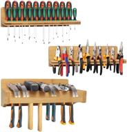 🔧 wokyy screwdriver organizer, pliers & hammer storage rack - wall-mounted bamboo tool holder for garage workshop (3 pack) logo