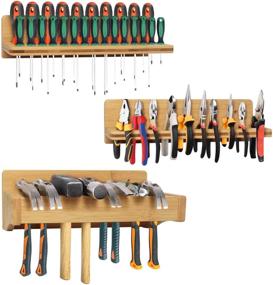 img 4 attached to 🔧 Wokyy Screwdriver Organizer, Pliers & Hammer Storage Rack - Wall-Mounted Bamboo Tool holder for Garage Workshop (3 Pack)