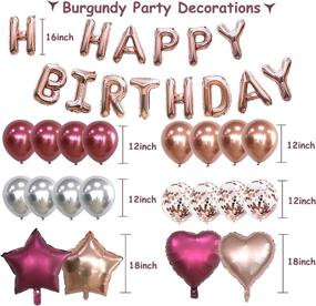 img 2 attached to Burgundy Rose Gold Birthday Party Decorations for Women | MEIWUTIE | Happy Birthday Foil Balloon Banner | Girls Autumn Winter Wine Bachelorette Princess Bridal Shower Party Décor