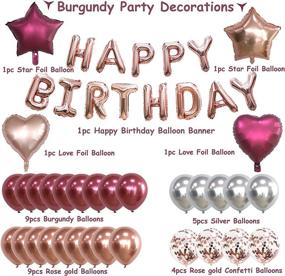 img 3 attached to Burgundy Rose Gold Birthday Party Decorations for Women | MEIWUTIE | Happy Birthday Foil Balloon Banner | Girls Autumn Winter Wine Bachelorette Princess Bridal Shower Party Décor