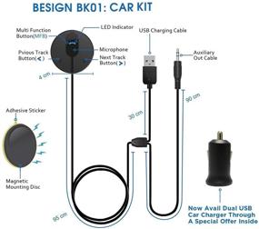 img 3 attached to BESIGN BK01 Беспроводной Bluetooth автомобильный комплект с шумоизолятором для потокового воспроизведения музыки и звонков через 3,5 мм аудиоразъем