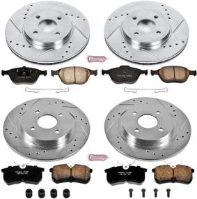 img 1 attached to 🔧 Комплект тормозных колодок Performance-Boosting Power Stop K4467 Front and Rear Z23 из углеродного волокна с проточенными и сверлеными тормозными дисками.