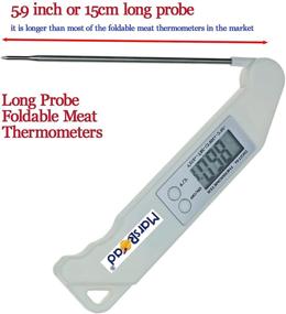 img 3 attached to Foldable Digital Kitchen Thermometer: Instant Read, Long 🔥 Probe, Backlight LCD - Perfect for Grilling, BBQ, and Baking