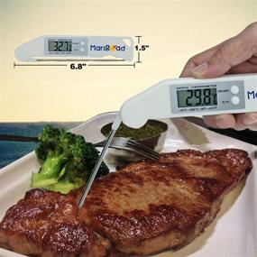 img 1 attached to Foldable Digital Kitchen Thermometer: Instant Read, Long 🔥 Probe, Backlight LCD - Perfect for Grilling, BBQ, and Baking