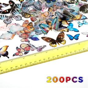 img 3 attached to 🦋 200-Piece Colorful Butterfly Scrapbook Stickers Set - DIY Self-Adhesive Butterfly Decoration for Envelopes, Scrapbooks, Luggage, Windows, and Journals