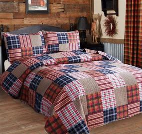 img 4 attached to 🛏️ Ycosy King Size Red Blue Plaid Quilt Sets - Patchwork Bedspread, Lightweight Summer Bedding Set, Soft Breathable Gingham Coverlet - Includes 1 Quilt and 2 Pillow Shams