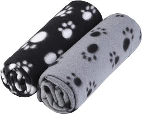 img 4 attached to 🐾 Aodaer Pack of 2 Cute Paw Print Blanket: Cozy Pet Blankets for Small Animals!